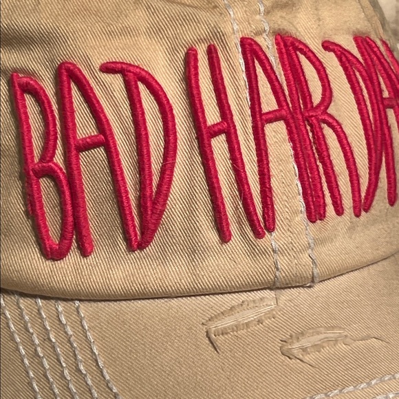 NWT🧢 KBETHOS DISTRESSED COTTON TAN/PINK BAD HAIR DAY ADJUSTABLE BASEBALL HAT CAP - Picture 3 of 9